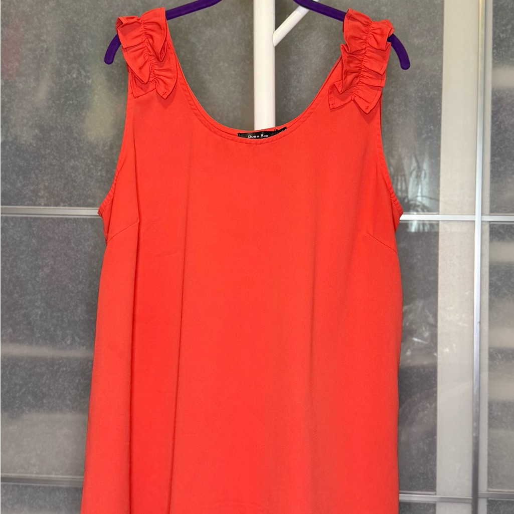 Doe & Rae Coral Ruffle Tank Top